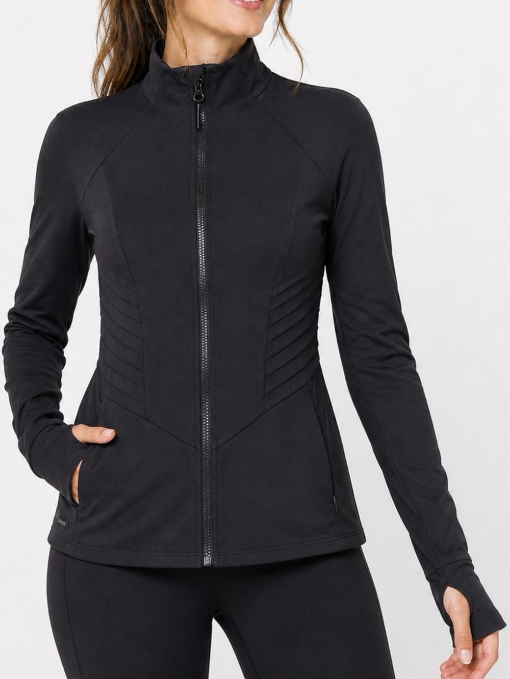 MONDETTA Lightweight Stretchy Knit Women's Black Fitted Athleisure Jacket